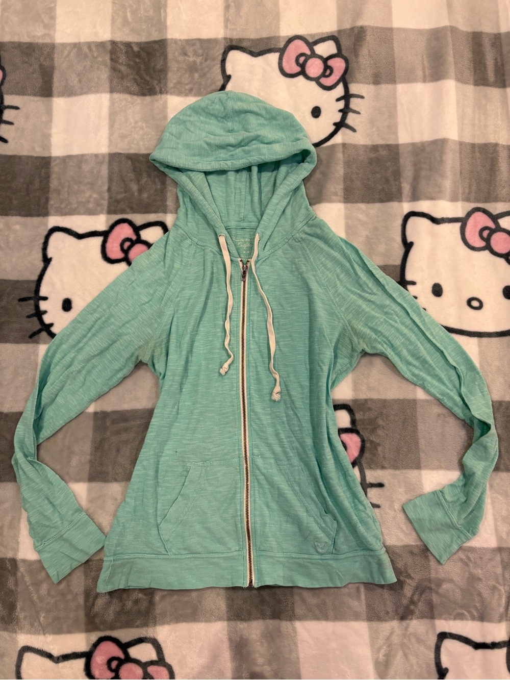 American Eagle Outfitters Aqua Blue Full Zip Hoodie